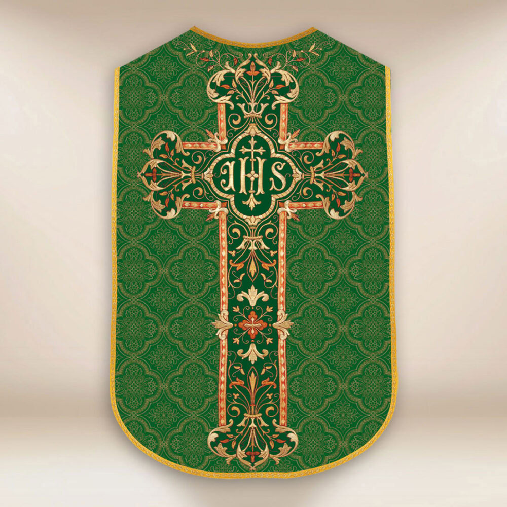 Chasuble romaine réplique verte IHS