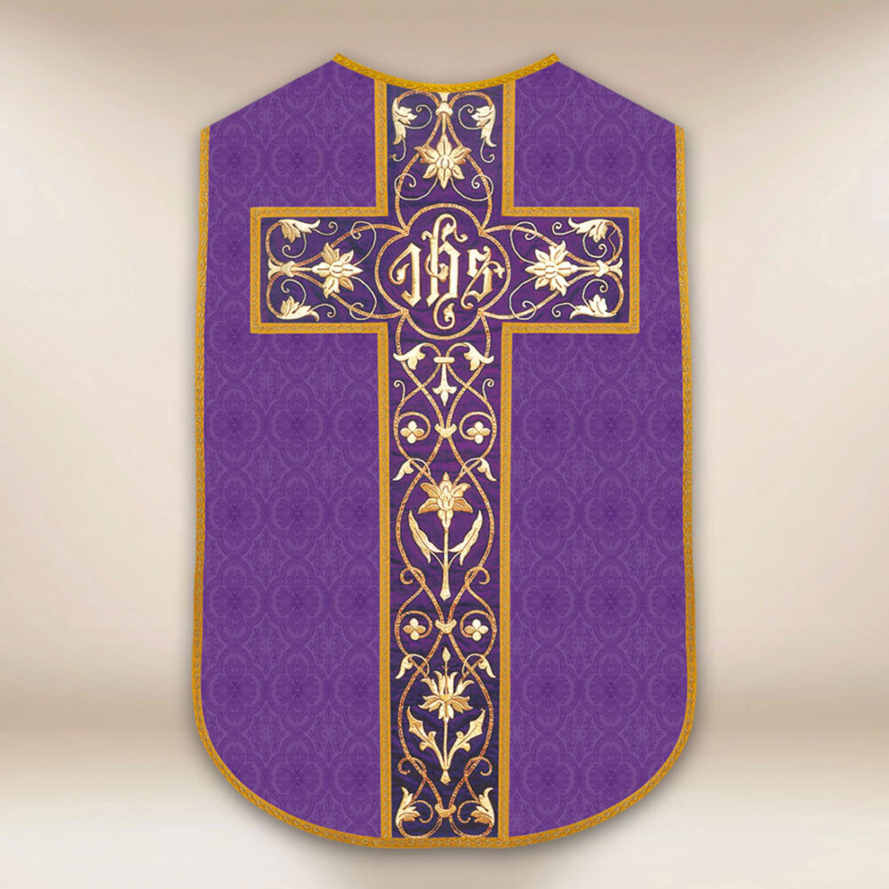 Chasuble romaine réplique violette IHS