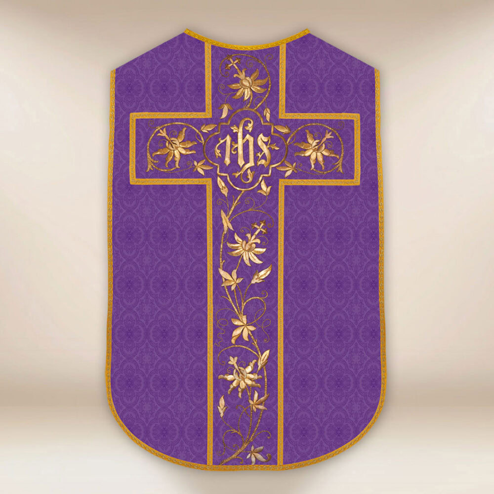Chasuble romaine réplique violette IHS