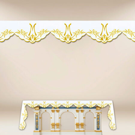 Nappe d’autel mariale avec broderie sur trois côtés 512x115cm