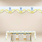 Nappe d’autel mariale brodée sur trois côtés 512x115cm