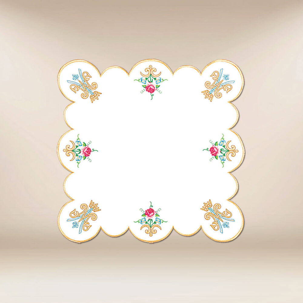 Serviette d’autel mariale brodée 45x45cm