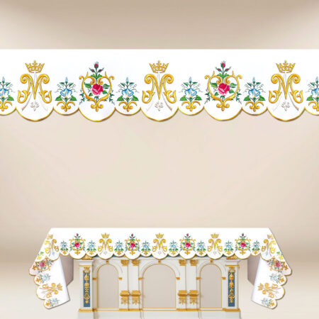 Nappe d’autel liturgique mariale brodée - sur mesure