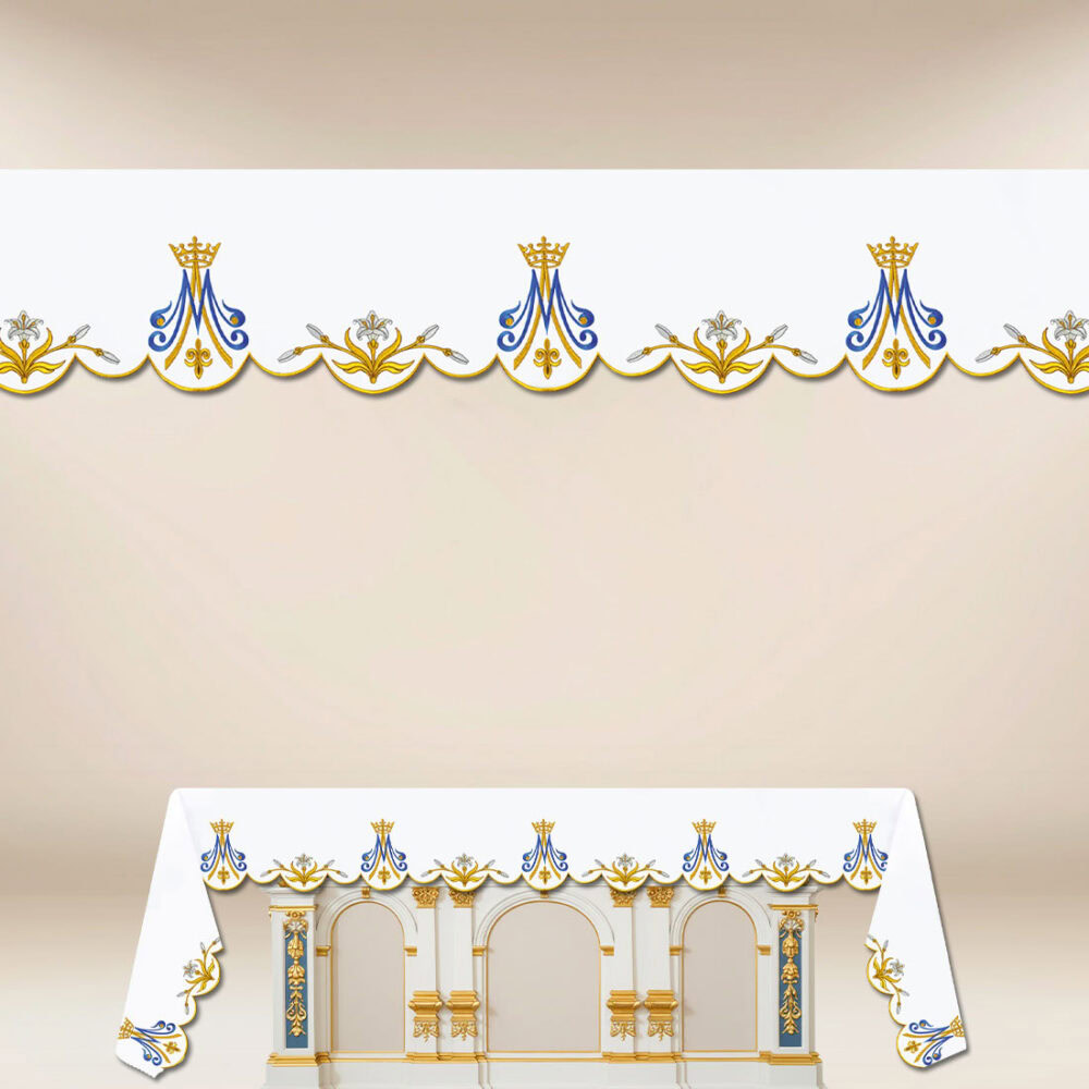 Nappe d’autel Maryjny avec broderie or-bleu