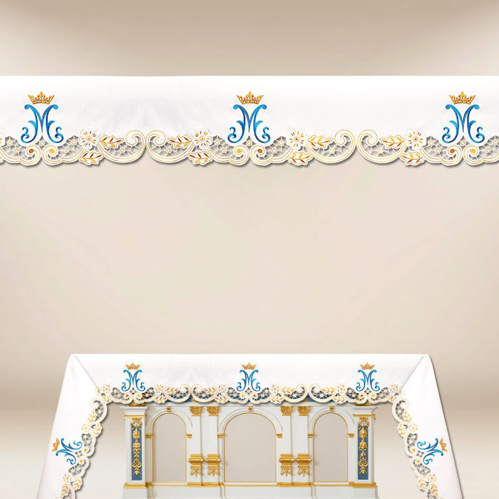 Nappe d’autel Maryjny avec broderie or-bleu