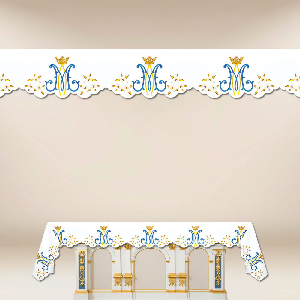 Nappe d’autel Maryjny avec broderie or-bleu