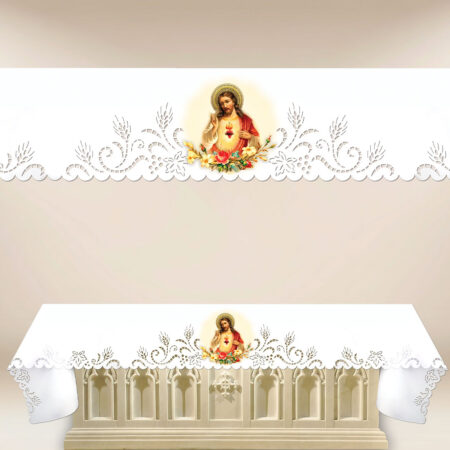 Nappe d’autel ajourée de style Richelieu avec impression par sublimation thermique