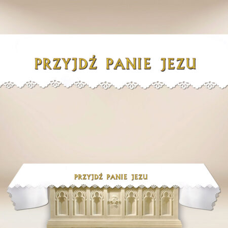 nappe d’autel avec image religieuse sur tissu découpée au laser