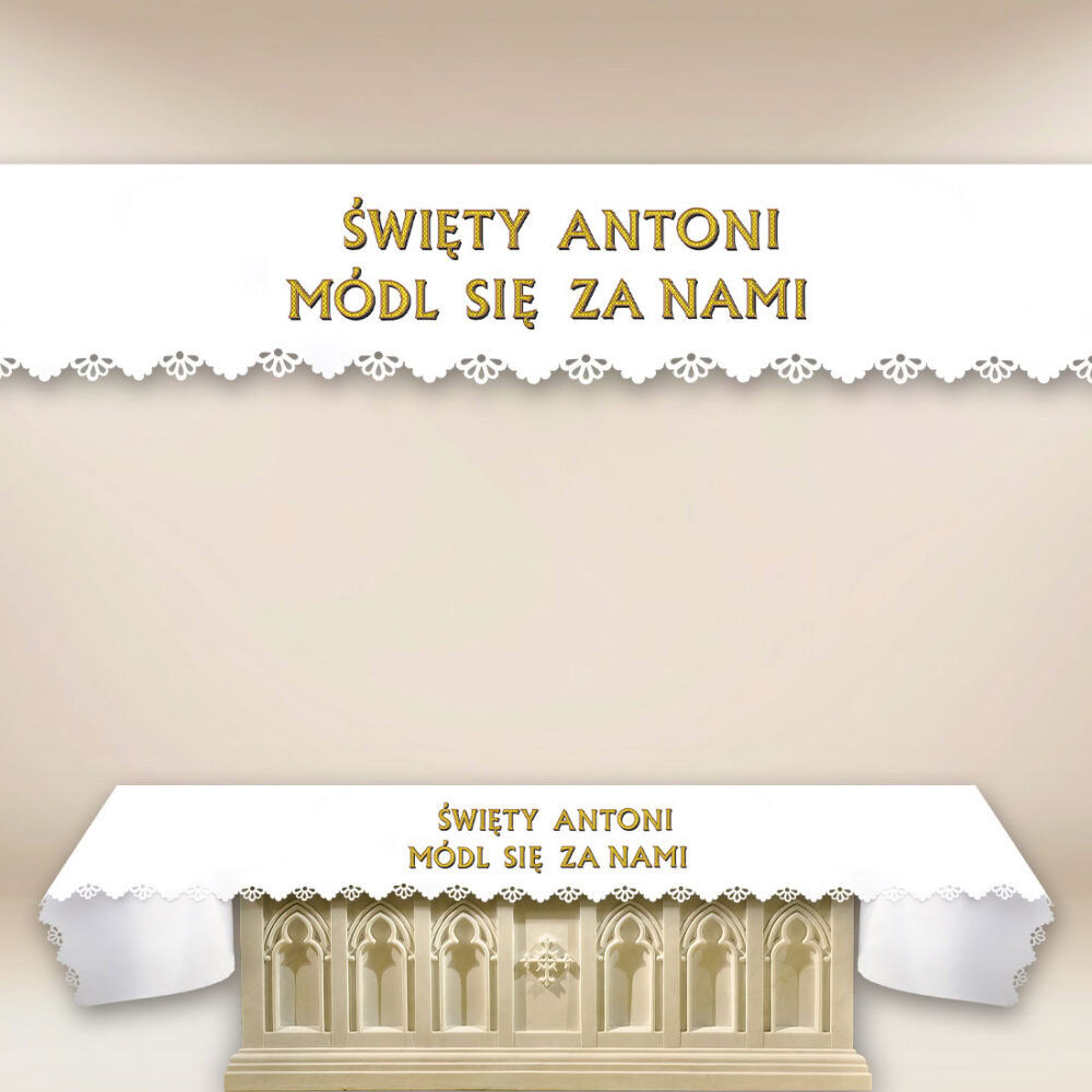 Nappe d’autel découpée au laser « Saint Antoine, priez pour nous »