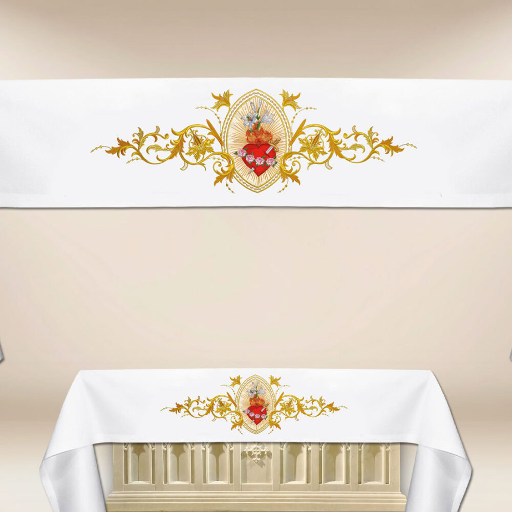 Nappe brodée liturgique Cœur de Marie