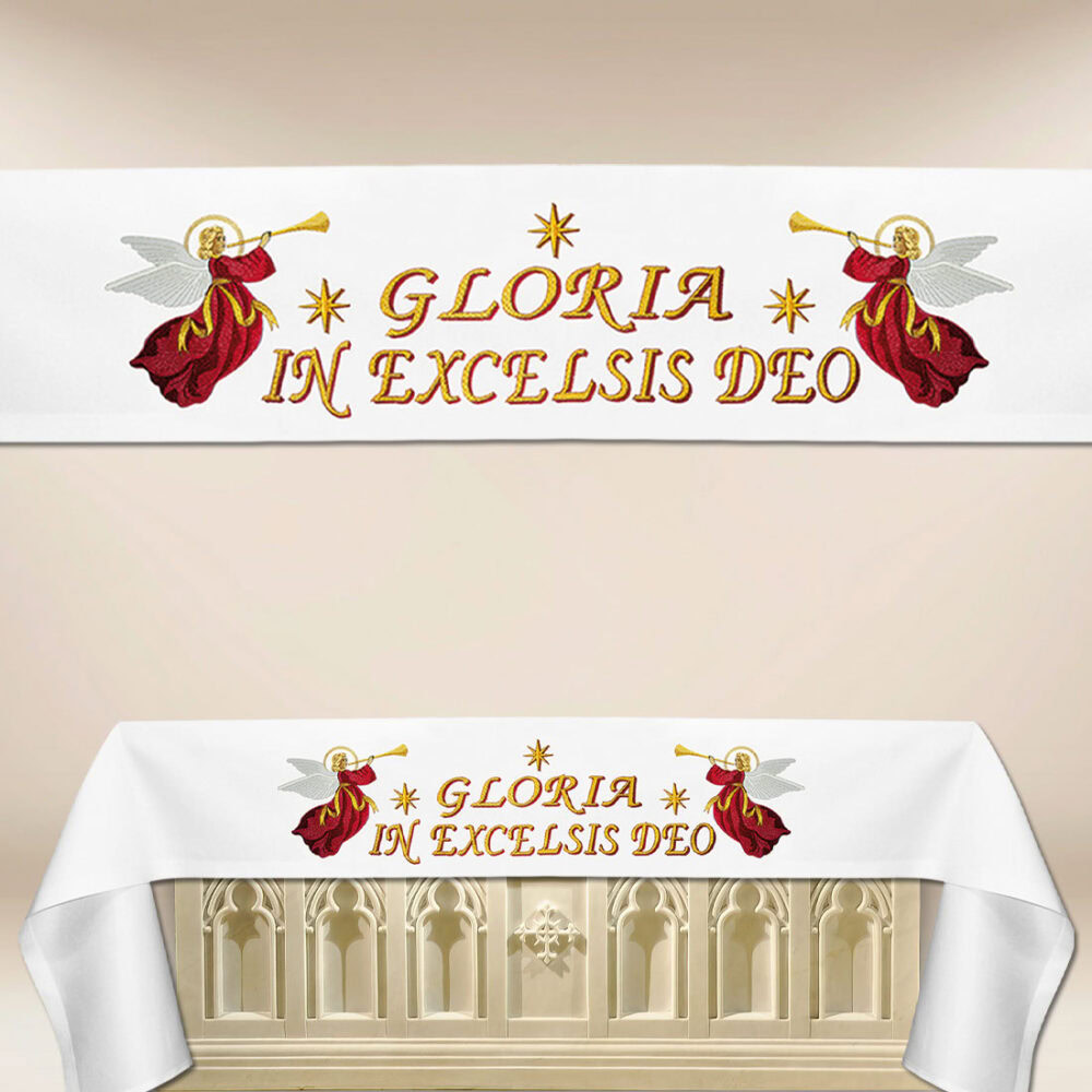 Nappe d’autel avec broderie de Noël