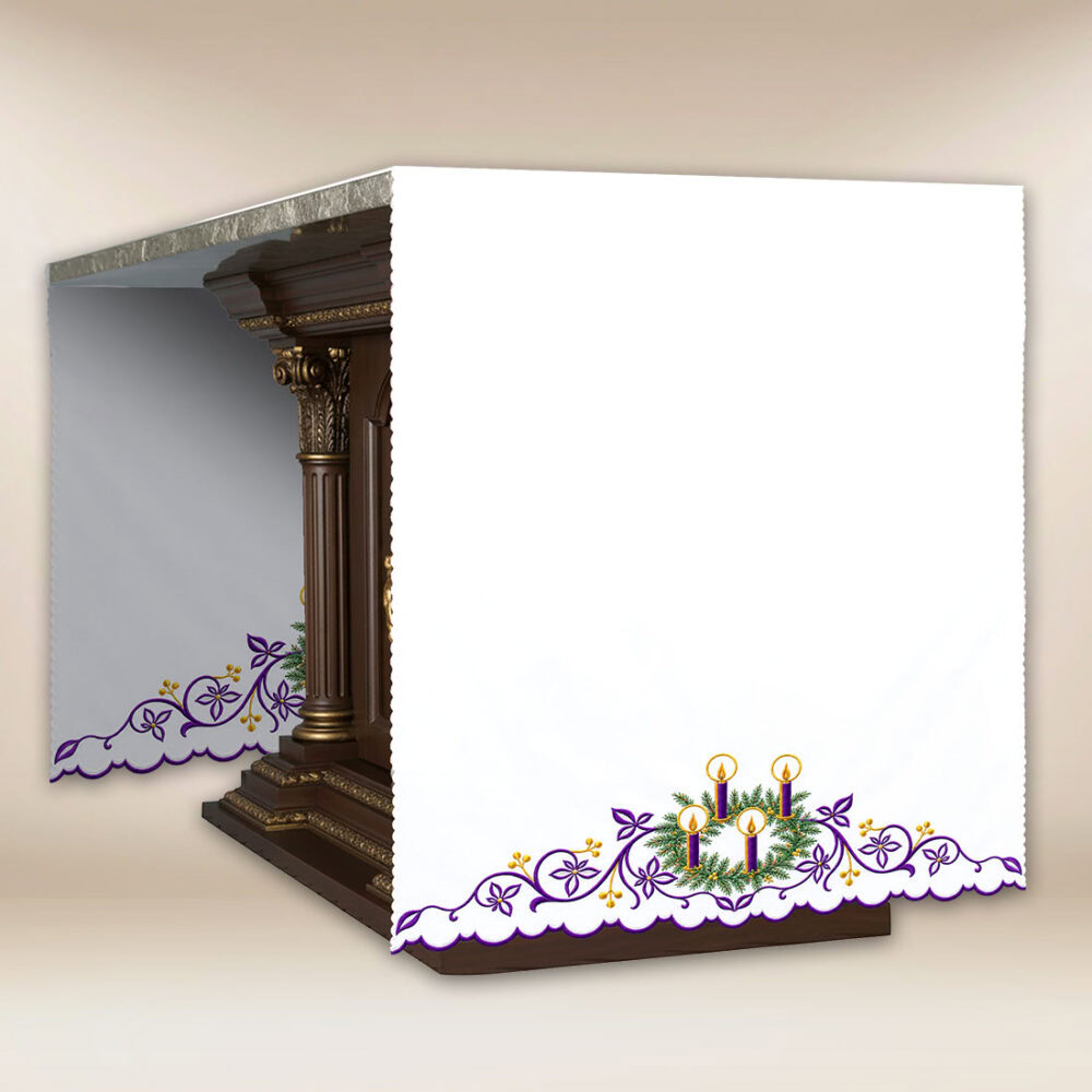 Nappe d’autel de l’Avent avec broderie