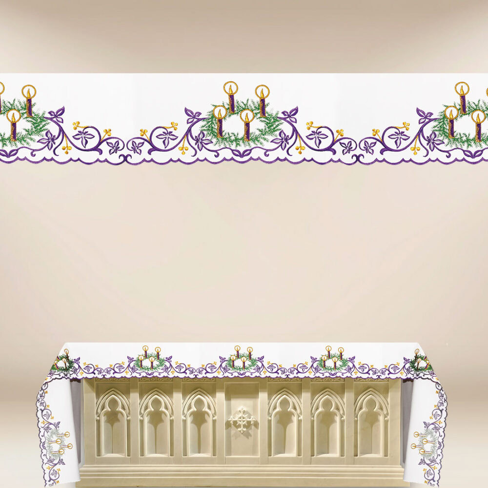 Nappe brodée Avent avec Couronne