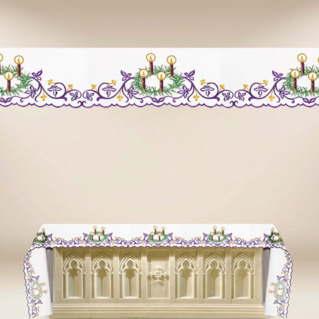 Nappe brodée Avent avec Couronne