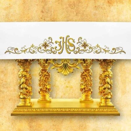 Nappe d’autel brodée IHS