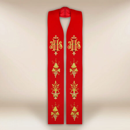 Étole liturgique brodée avec IHS