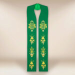 Étole liturgique brodée avec IHS