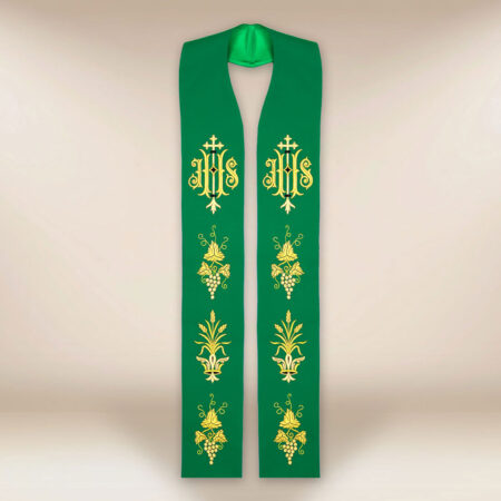 Étole liturgique brodée avec IHS