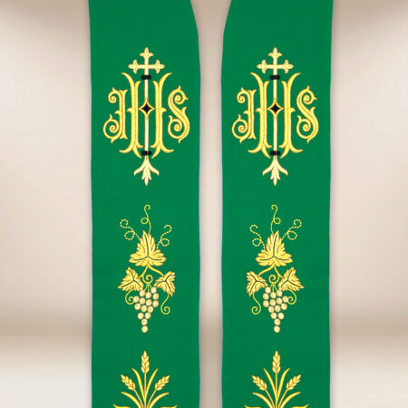 Étole liturgique brodée avec IHS