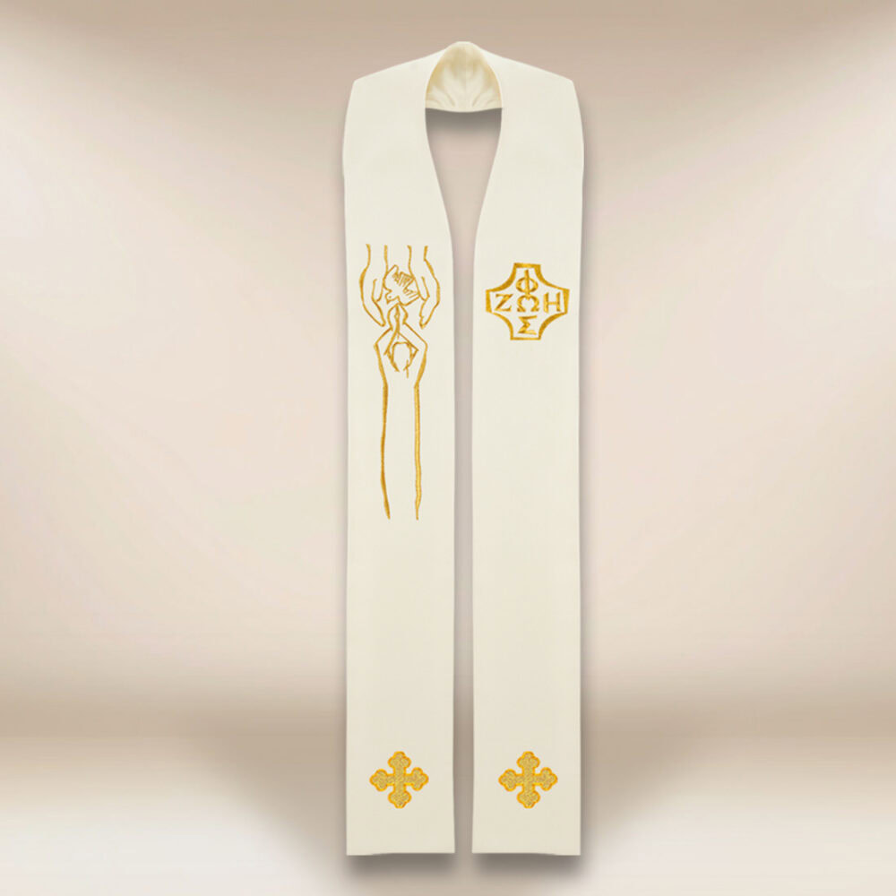 Étole liturgique brodée avec le symbole Oazowy
