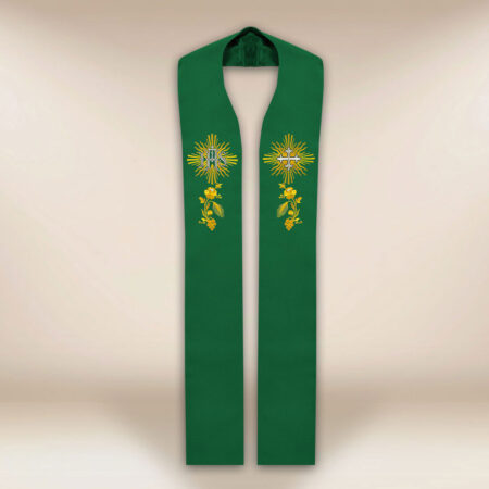  Étole brodée IHS verte