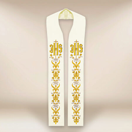 Étole liturgique brodée IHS
