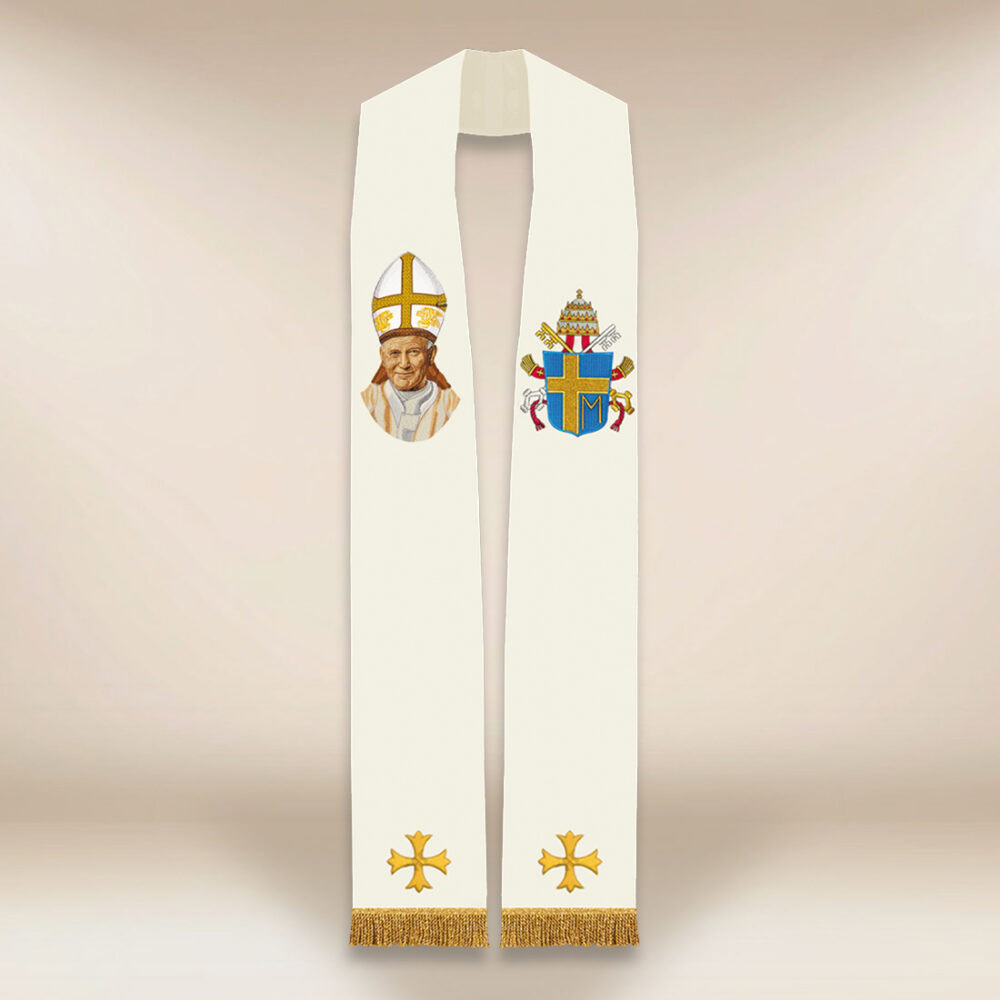 Étole brodée Jean-Paul II