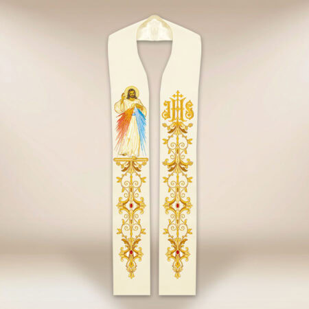 Étole liturgique avec l'image de Jésus Miséricordieux