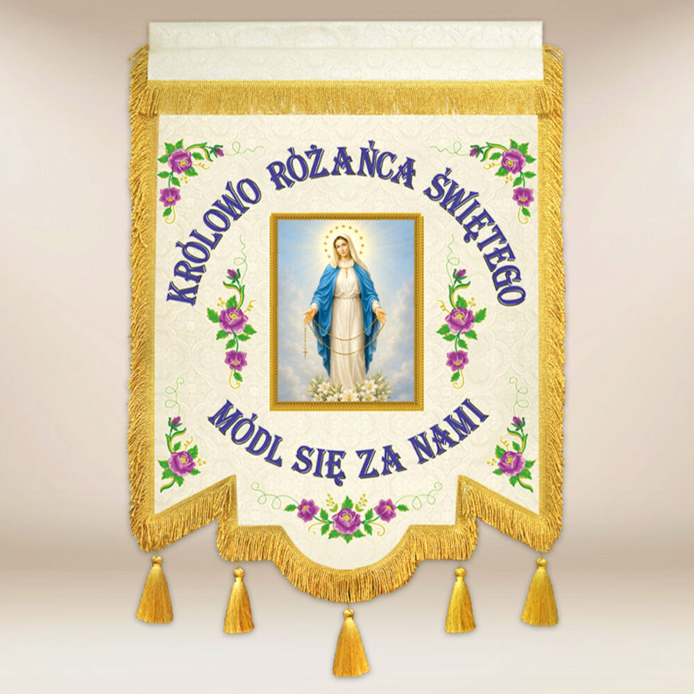 drapeau ecclésiastique Vierge Marie du Rosaire
