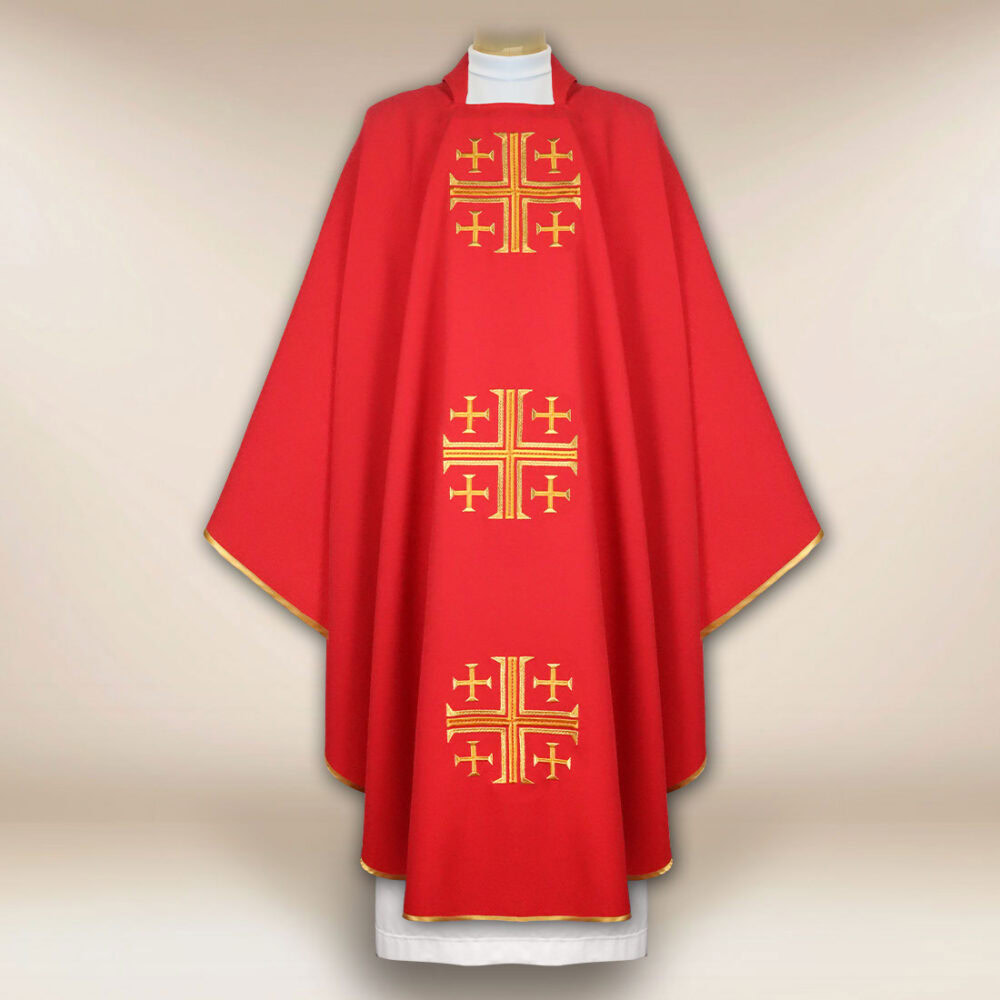 Chasuble brodée Croix de Jérusalem
