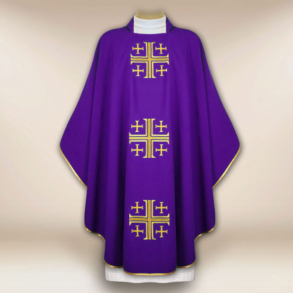 Chasuble brodée Croix de Jérusalem