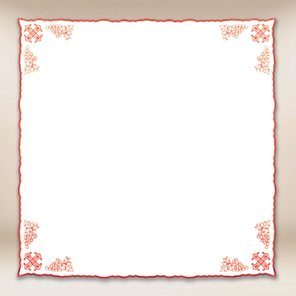 Serviette brodée rouge
