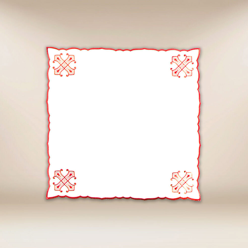 Serviette brodée rouge 45x45