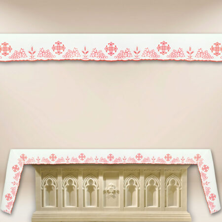 Nappe brodée rouge