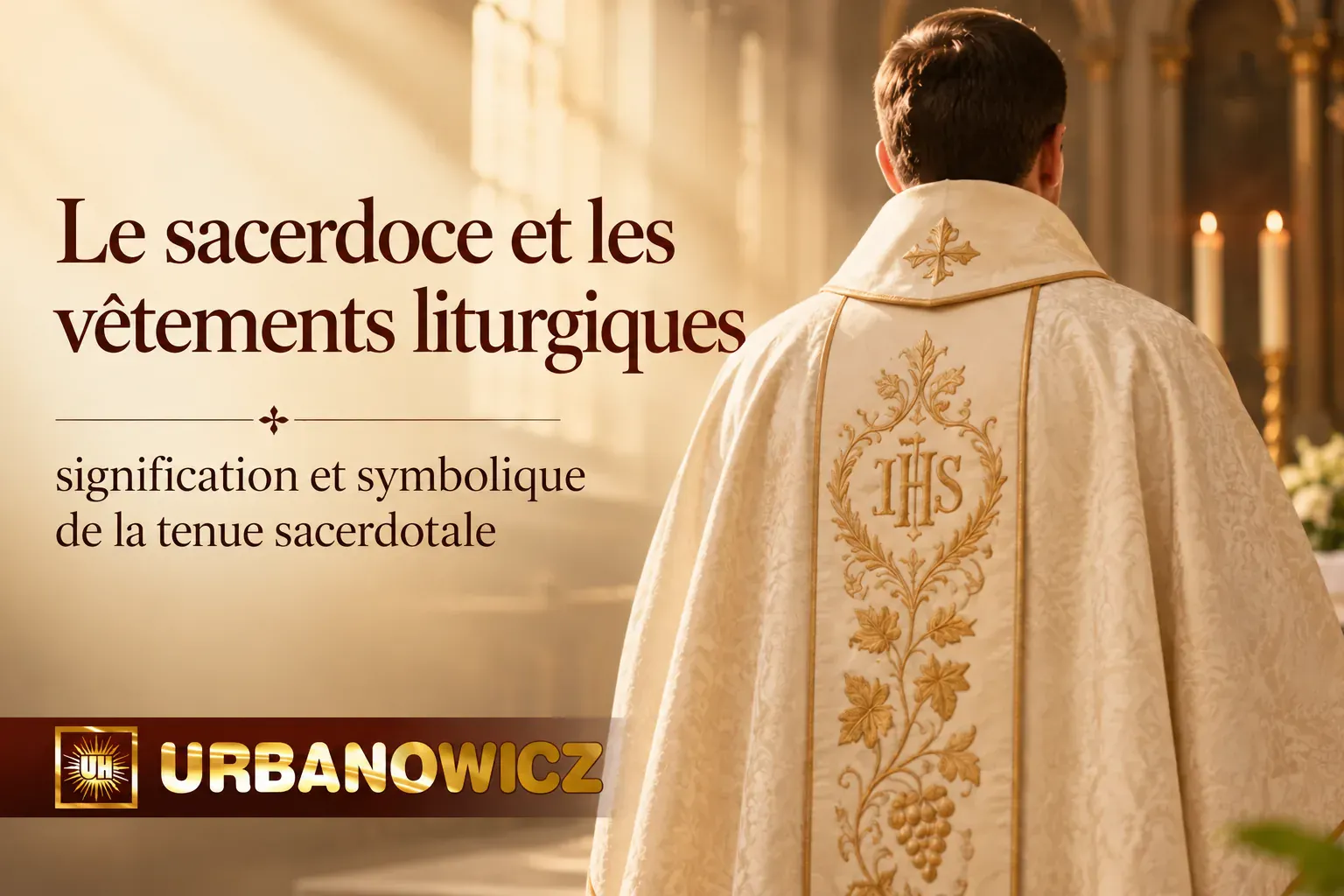 Prêtre en vêtements liturgiques célébrant à l’autel – signification et symbolique de la tenue du prêtre